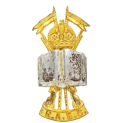 221 - Royal Army Education Corps scarce trial pattern Officer cap badge circa 1946.  Fine die-cast gilt cr... 