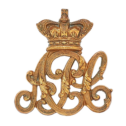 229 - Army Pay Corps Victorian cap badge circa 1896-1901.  Good die-stamped brass crowned foliated APC cyp... 