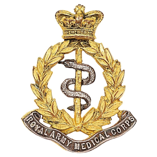 247 - Royal Army Medical Corps Victorian Officer cap badge circa 1898-1901  Fine die-cast gilt crowned lau... 