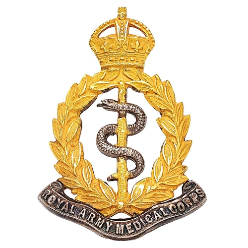 249 - Royal Army Medical Corps Edwardian Officer cap badge circa 1901-10.  Fine die-cast gilt crowned laur... 