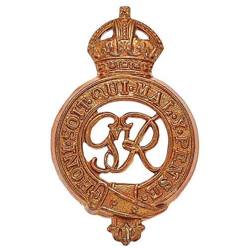 290 - Household Cavalry GVIR cap badge circa 1937-52.  Good scarce die-cast brass crowned Garter; GVIR cyp... 