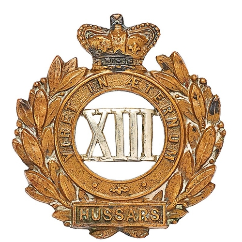 13th Hussars Victorian cap badge circa 1896-1901. Good die-stamped ...