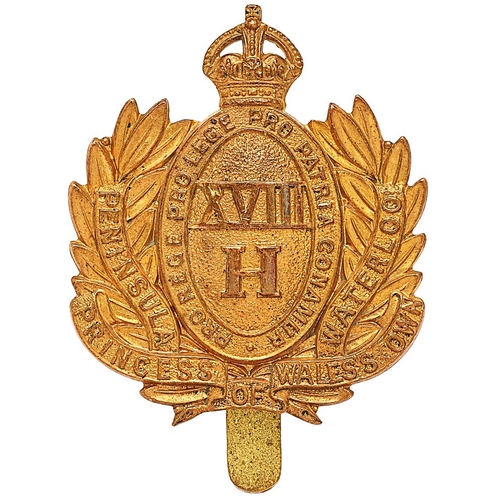 303 - 18th (Victoria Mary, Princess of Wales Own) Hussars Edwardian cap badge circa 1905-10. Good scarce d... 