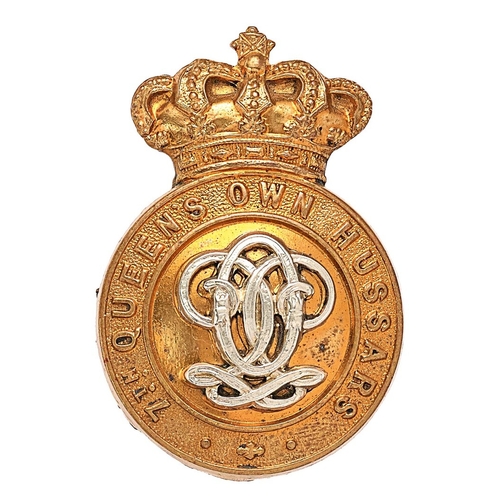 304 - 7th Queen's Own Hussars Victorian cap badge circa 1896-1901. Good die-stamped brass crowned title ci... 