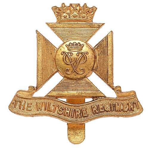 318 - Wiltshire Regiment cap badge circa 1954-59. Good scarce die-stamped brass coronated cross pattée res... 