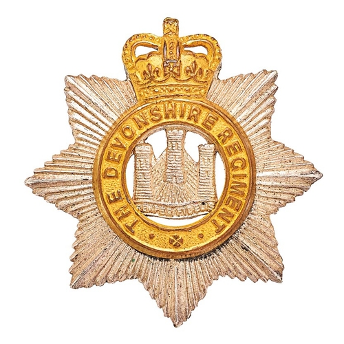 340 - Devonshire Regiment Officer cap badge circa 1953-58 .  Fine sort-lived gilt crowned title circlet ap... 