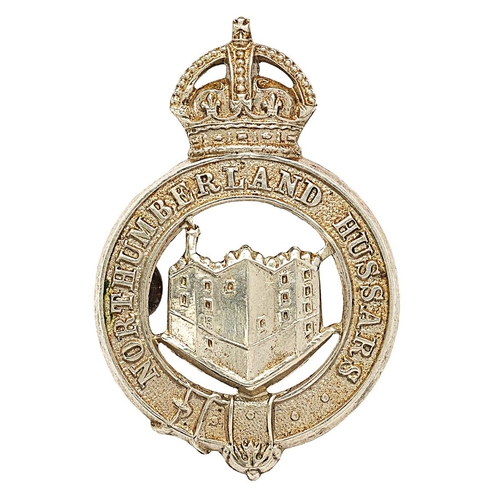 352 - Northumberland Hussars Imperial Yeomanry cap badge circa 1901-08. Good die-stamped white metal crown... 