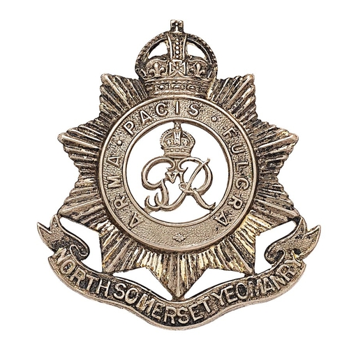 355 - North Somerset Yeomanry GVIR Officer cap badge circa 1937-52.  Good scarce die-cast silvered crowned... 