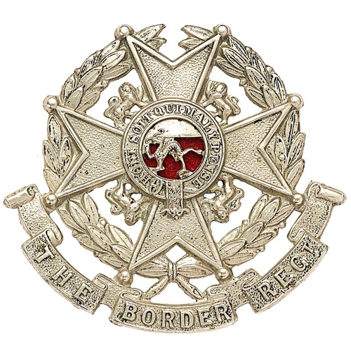 357 - 3rd & 4th (Militia) Bns. Border Regiment cap badge circa 1896-1908.  Good die-stamped white metal Ma... 