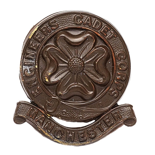 358 - Manchester Engineers Cadet Corps cap badge. Good scarce die-stamped bronzed ENGINEER CADET CORPS str... 