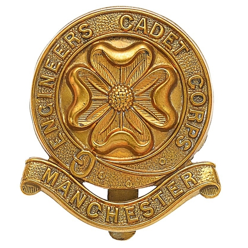 360 - Manchester Engineers Cadet Corps cap badge.  Good scarce die-stamped brass ENGINEER CADET CORPS stra... 