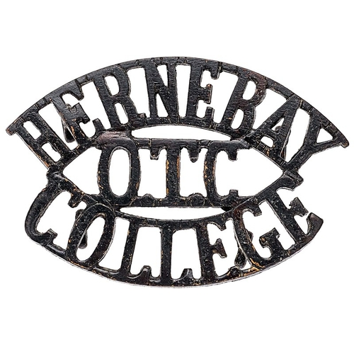 368 - HERNE BAY / OTC / COLLEGE, Kent shoulder title. Good scarce die-cast blackened brass example. . Four... 