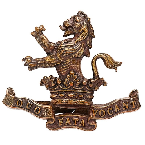 389 - 7th Dragoon Guards OSD cap badge circa 1906-22.  Die-cast bronze crest of Earl Ligonier on tri-part ... 