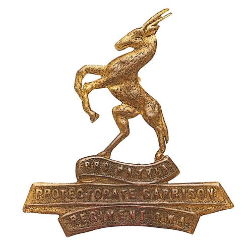 407 - South African Protectorate Garrison Regiment cap badge circa 1915-19  A good rare locally stamped sh... 