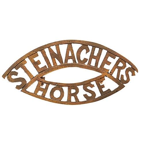 427 - South Africa. STEINAGHER'S HORSE (Steinacker's) Boer War sheet brass shoulder title. Good rare examp... 