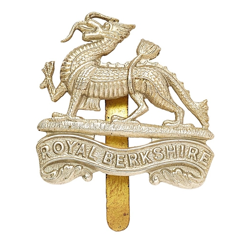 452 - Royal Berkshire Regiment post 1896 cap badge.  Good die-stamped white metal China Dragon on ROYAL BE... 