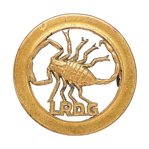 456 - Long Range Desert Group WW2 LRDG cap badge.  Good rare Special Forces brass example. Within a circle... 