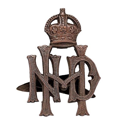 477 - North Devon Hussars OSD cap badge circa 1908-20.  Good scarce die-cast bronze crowned NDH cypher.   ... 