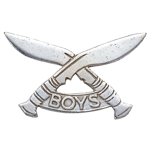 516 - Gurkha Boys Company cap badge circa 1953-68.  Good scarce chromed sheet metal issue believed Singapo... 