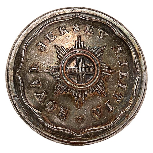 529 - Royal Jersey Militia Victorian Officer silvered closed-back coatee button.  Good scarce example with... 