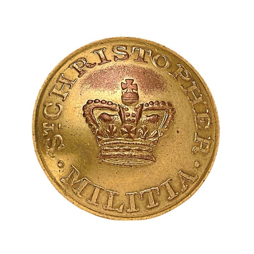 534 - West Indies. St. Christopher Militia Georgian Officer small gilt closed-back coatee button.  Crown w... 