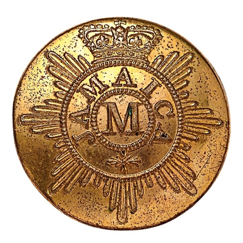 536 - West Indies. Jamaica Militia Georgian/Victorian open back gilt coatee button.   Crowned star with JA... 