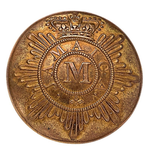 537 - West Indies. Jamaica Militia Georgian/Victorian Officer closed-back gilt coatee button.  Crowned sta... 