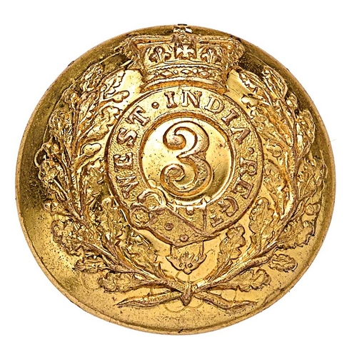 538 - 3rd West India Regiment Victorian Officer gilt coatee closed-back button circa 1837-55.  Crowned tit... 