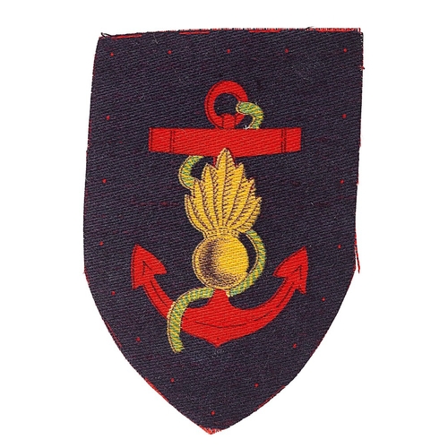 550 - Royal Marine Engineers printed cloth formation sign.  Yellow grenade on red fouled anchor with green... 