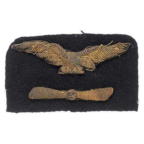 557 - Royal Naval Air Service WWI Engineer RNAS sleeve badge.  Good scarce bullion embroidered eagle with ... 