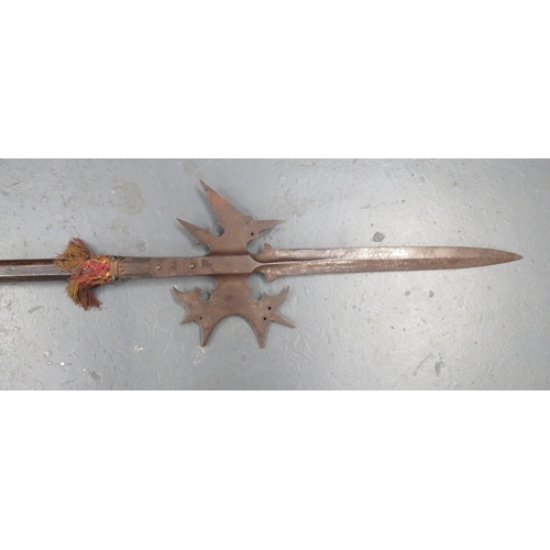 115 - 17th Century Victorian Revival Halberd
double edged blade.  Lower, multi pointed, bladed heads.... 