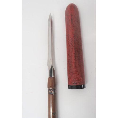 136 - Fine Quality Japanese Nageyari Horseman's Shortened Spear
6 1/2 inch, quadrangular, polished steel h... 