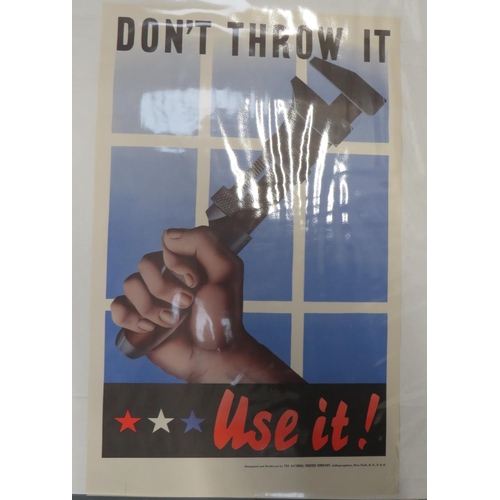 193 - Two American WW2 Posters
consisting 28 x 21 inch, colour printed poster showing a central ear with l... 