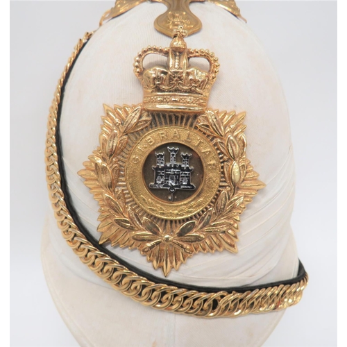 201 - Post 1953 Devon & Dorset Bandsman Foreign Service Helmet
white, blancoed cotton, six panel crown... 