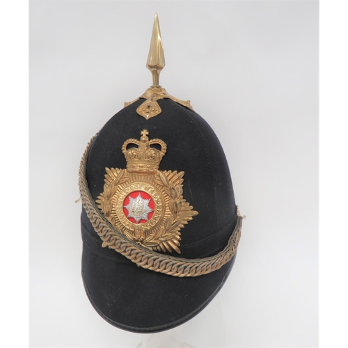 202 - Post 1953 Royal Anglian Home Service Helmet
black, four panel crown.  Rounded front peak and re... 