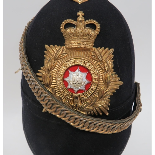 202 - Post 1953 Royal Anglian Home Service Helmet
black, four panel crown.  Rounded front peak and re... 