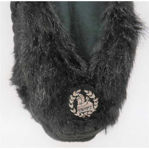 219 - Current Issue Rifles Cap
black synthetic fur body with green felt crown.  Black plated cord swa... 