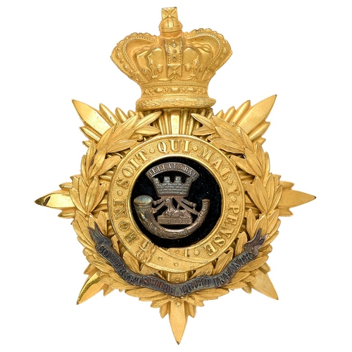 4 - Somersetshire Light Infantry Victorian Officer helmet plate circa 1881-1901.  Fine gilt crowned star... 