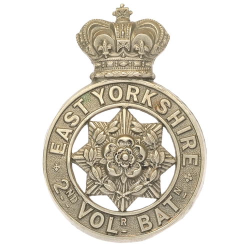 96 - 2nd (Beverley) VB East Yorkshire Victorian glengarry badge circa 1883-96.  Good die-stamped white me... 