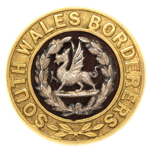 101 - South Wales Borderers Officer felt hat badge circa 1903. Fine scarce gilt die-stamped SOUTH WALES BO... 