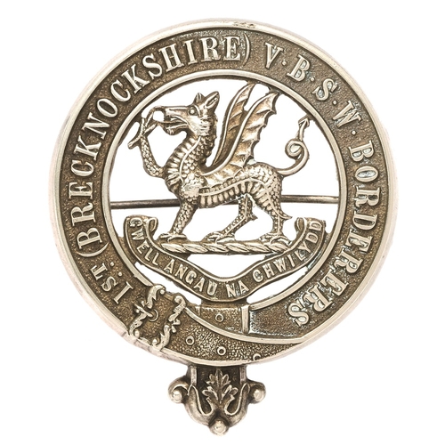 102 - Welsh. 1st (Brecknockshire) VB South Wales Borderers pouch badge circa 1885-1908. Good scarce die-st... 