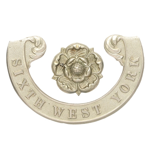 110 - 6th West York Militia Victorian scroll pattern forage cap badge circa 1858-74.  Good scarce die-stam... 