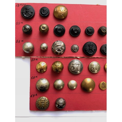 128 - 34 Indian Army Frontier Force buttons.  Includes assortment of 13th, 55th, 56th, 57th, 58th and 59th... 