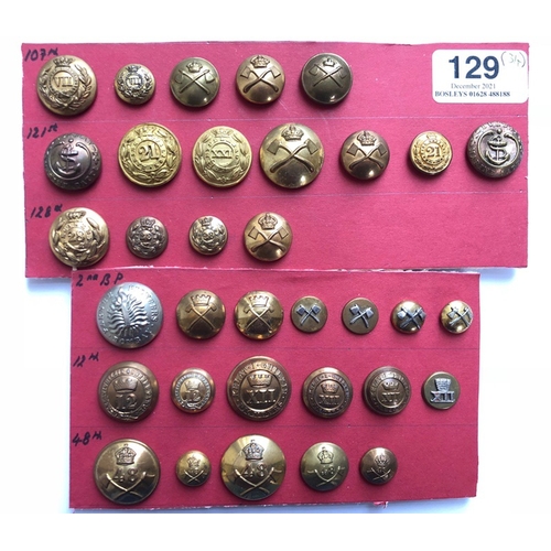 129 - 34 Indian Army Bombay Pioneer associated buttons.  Includes assortment of 2nd, 12th, 48th, 107th, 12... 