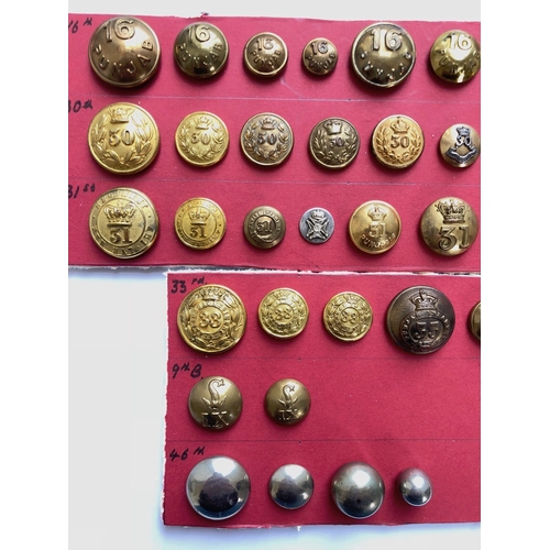 130 - 38 Indian Army 16th Punjab Regiment associated buttons.  Includes assortment of 16th, 30th, 31st, 33... 