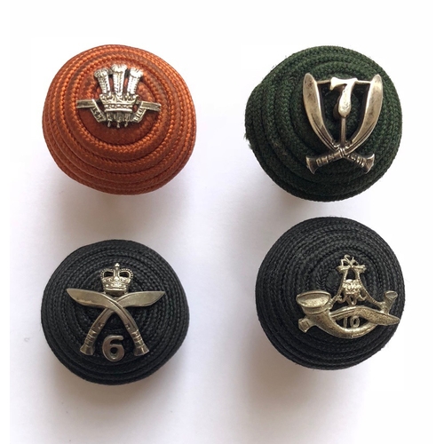 134 - 4 Gurkha Officer cord bosses bearing badges.  2nd (red) ... 6th (black) ... 7th (dark green) ... 10t... 