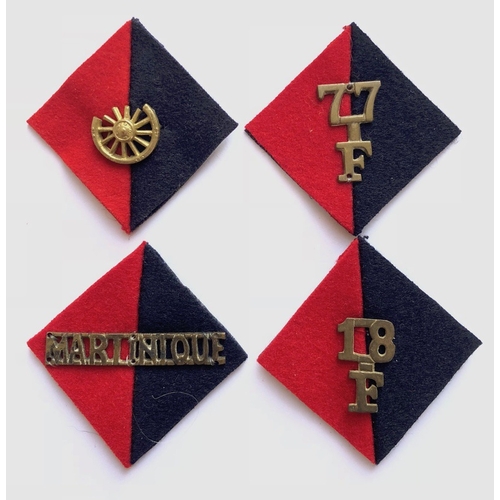 149 - Royal Artillery India Interwar Period Pagri Badges.  71st (BROKEN WHEEL) FB.   77th FB.   MATINIQUE.... 