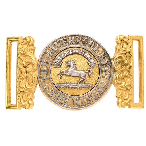 80 - Kings Liverpool Regiment Victorian Officer waist belt clasp circa 1881-1901.  Fine silvered and gilt... 