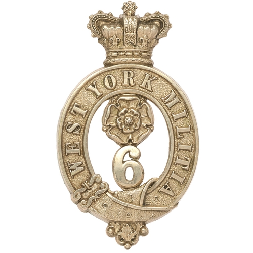 92 - 6th West York Militia Victorian glengarry badge circa 1874-81.  Good scarce die-stamped white metal ... 