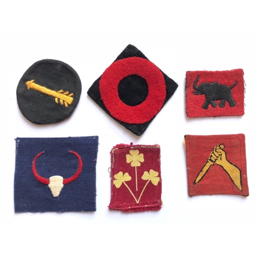 153 - 6 WW2 Indian Army formation signs.  7th Division (embroidered) ... 72nd Infantry Brigade (applied) .... 